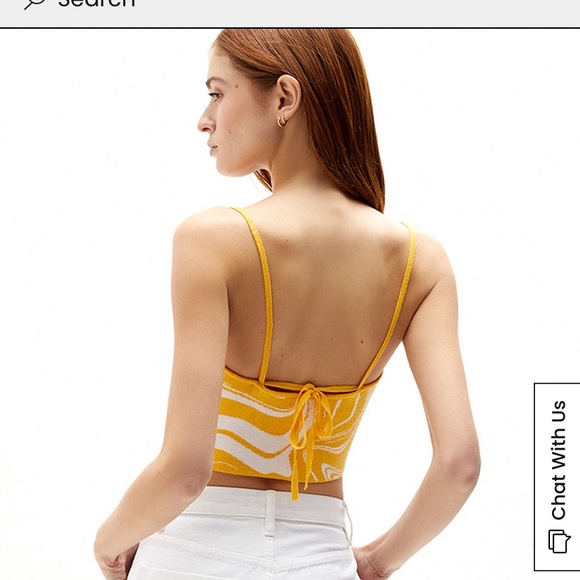 PacSun Basic Back Tie Tank Top marbled yellow white spaghetti strap size xs - Picture 2 of 9